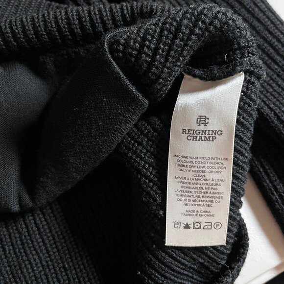 Reigning Champ Wool Shawl Collar Rib Knit Cardigan - Men's Size M - Black - Picture 6 of 10